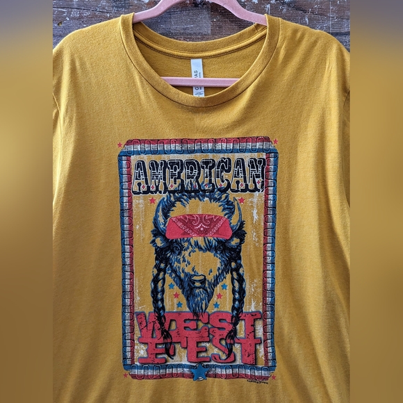 Bella Canvas Mustard Yellow American West Logo Tee - Picture 3 of 14